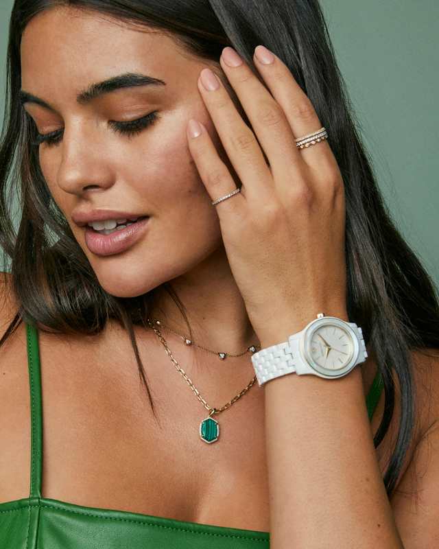 Alex Two Tone Stainless Steel 35mm Watch in White Ceramic image number 3.0